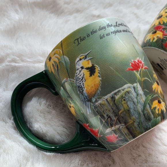 Set of 2 Lang Ceramic Coffee Mug Cup "Greeting The New Day" Susan Bourdet - Picture 5 of 10